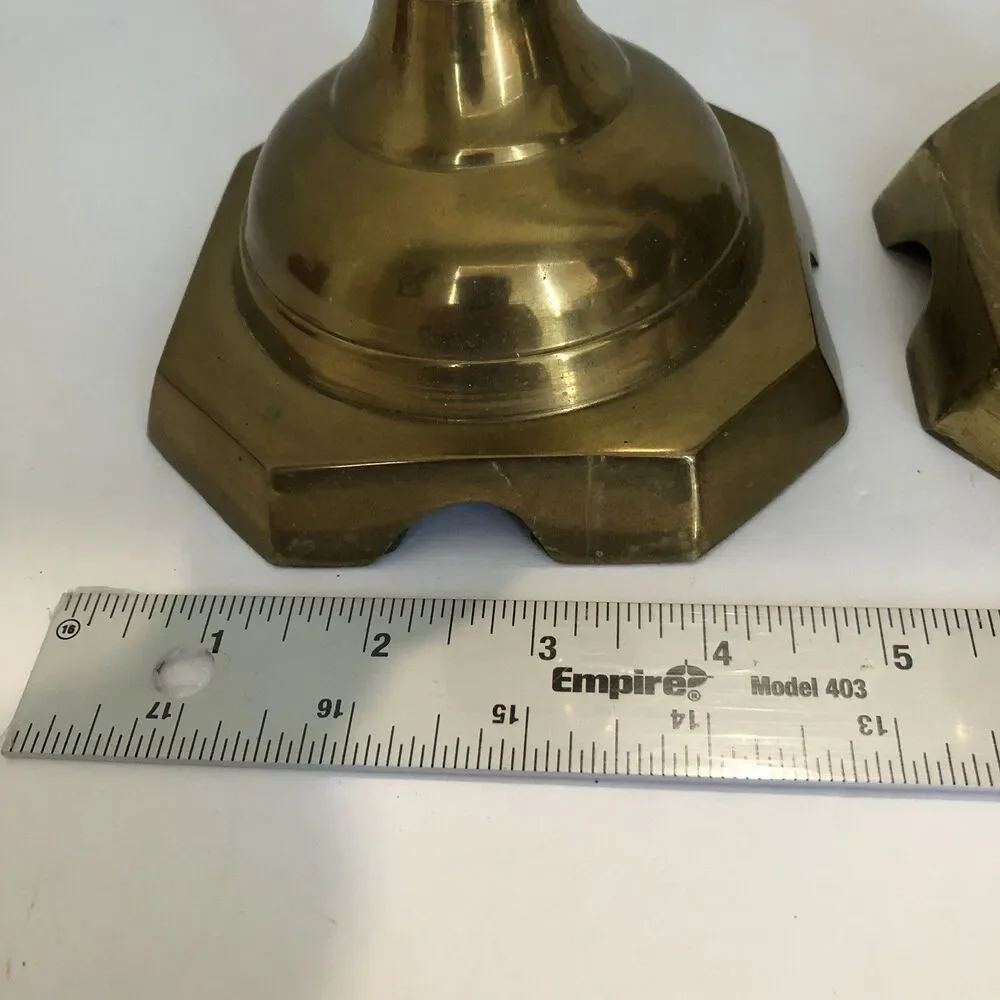 Brass Candlestick Holders Pair 12